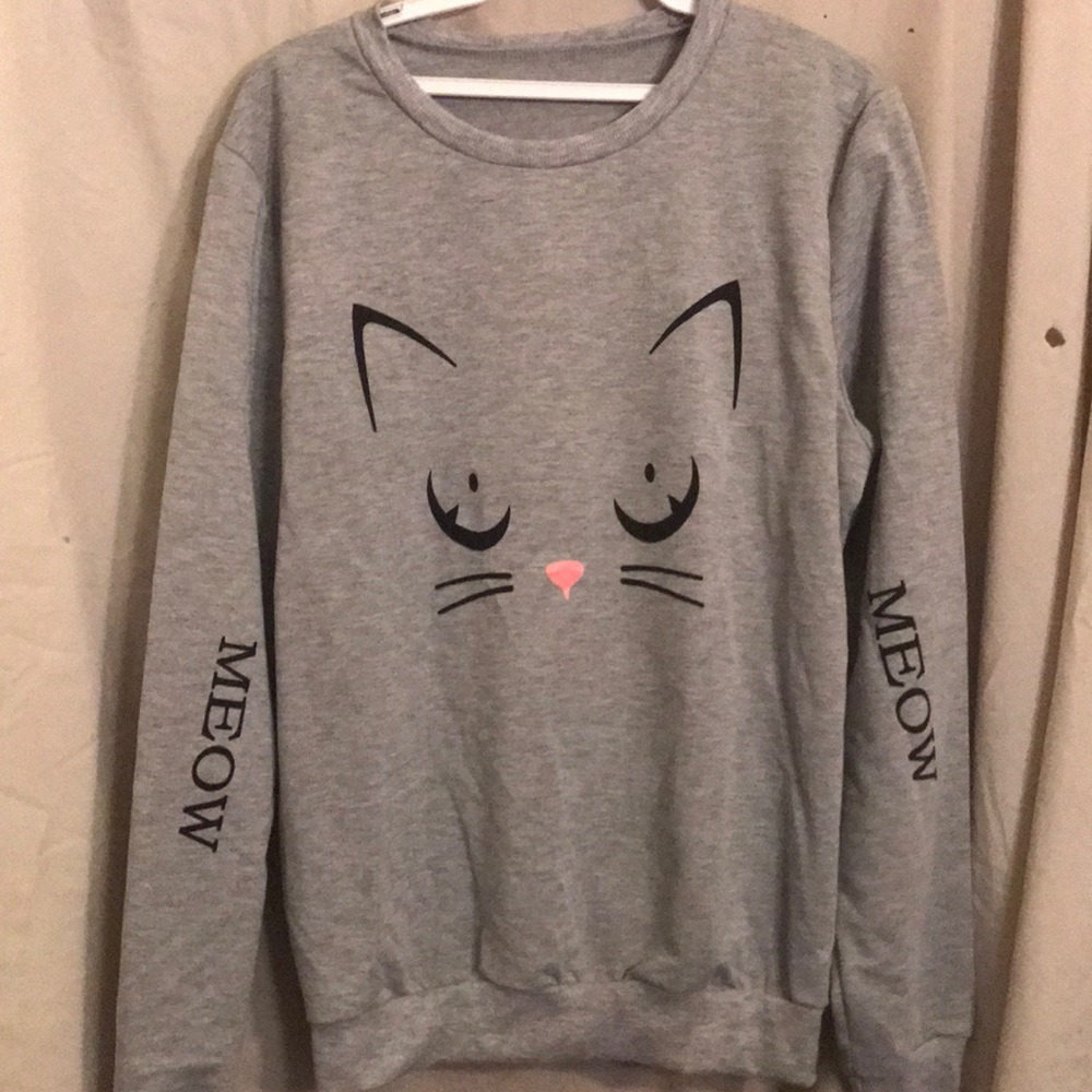 Grey cat sweatshirt